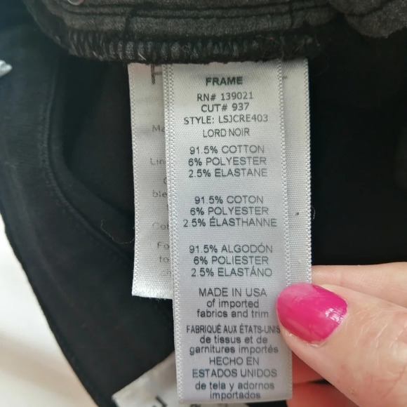 Frame Le Skinny De Jeanne Ankle Crop Jeans in Lord Noir Black Distressed 27 (4) - Picture 11 of 13